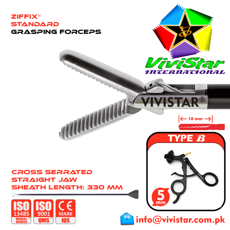 Laparoscopic Standard Grasping Forceps 330mm Sheath 5mm 5x330mm Laparoscopy Endoscopy Surgery Surgical Instrument Economy with Ratchet USA German