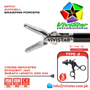 Laparoscopic Duckbill Grasping Forceps 330mm Sheath 5mm 5x330mm Laparoscopy Endoscopy Surgery Surgical Instrument with Ratchet USA German