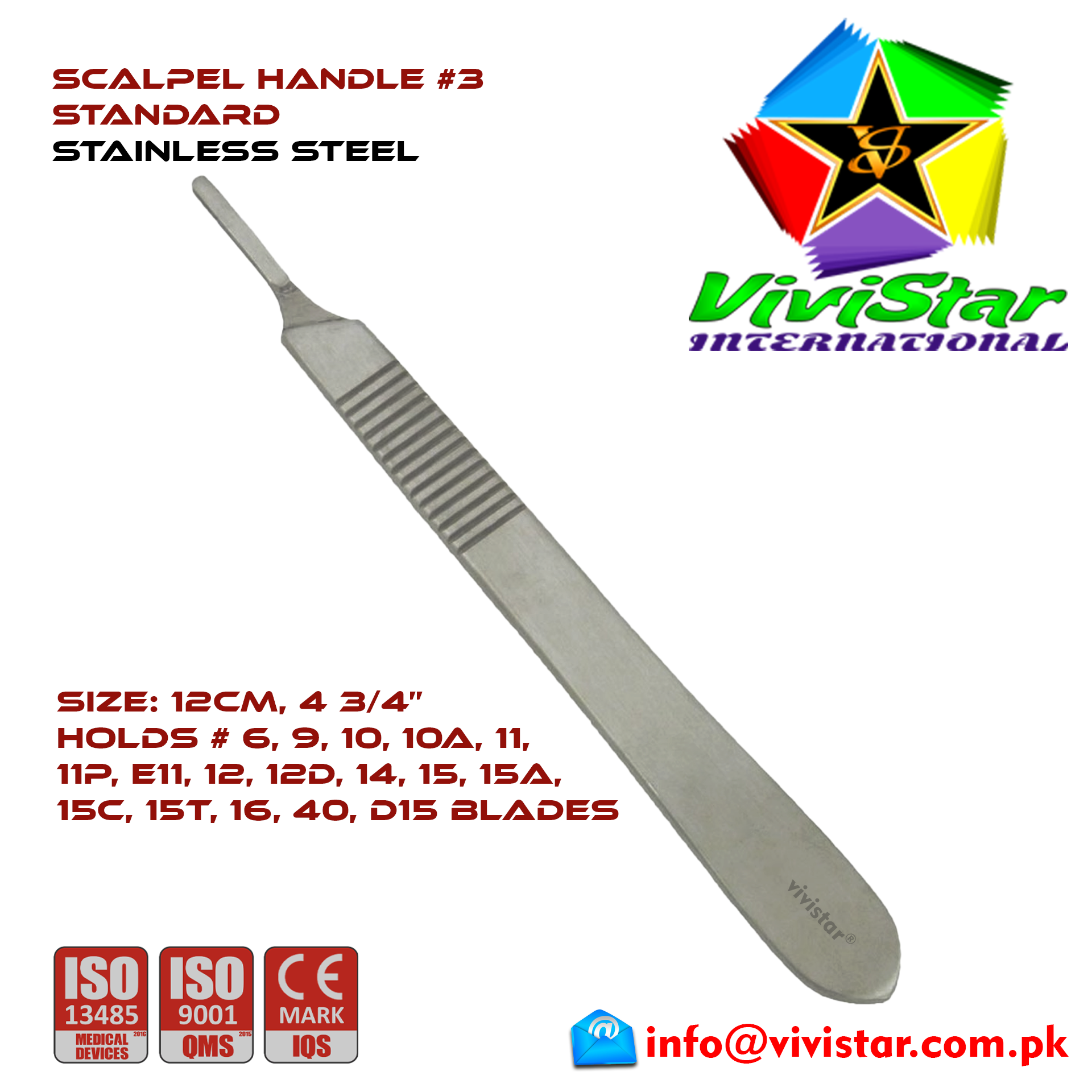 Scalpel Handle #3 BP Surgical Knife Special EMI EMS dissection Cuts skin Surgical tissue Abdominal Cardiovascular General Surgery Orthopedic