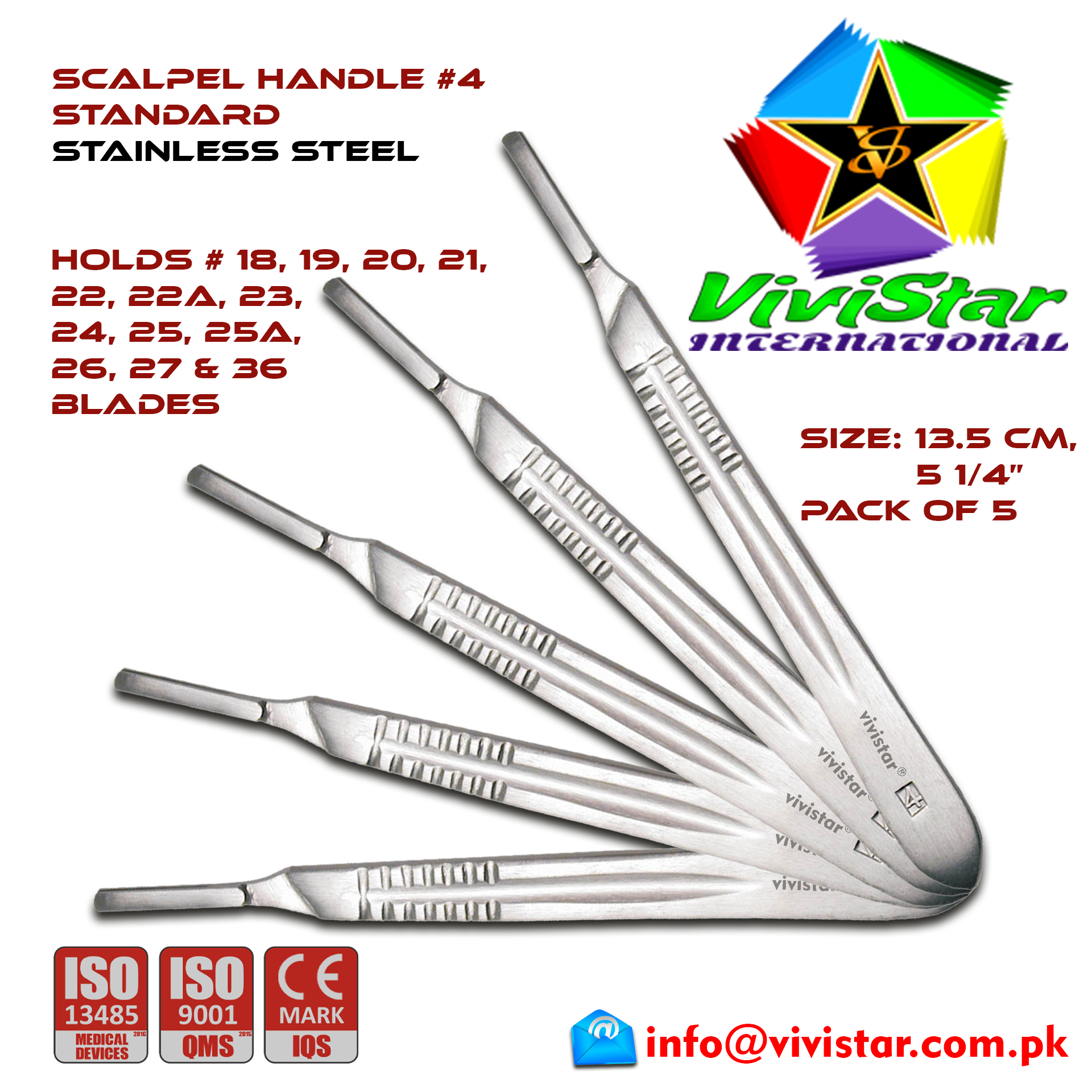 Scalpel-Handle-4-BP-Surgical-Knife-Special-EMI-EMS-dissection-Cuts-skin-Surgical-tissue-Abdominal-Cardiovascular-General-Surgery-Orthopedic-Pack-of-5-Five