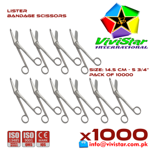 Lister Bandage Scissor EMI EMS dissection Cuts Surgical bandages plasters sutures 14-5 cm 5-45 inch Cardiovascular General Surgery Orthopedic Pack of 10000 Thousand