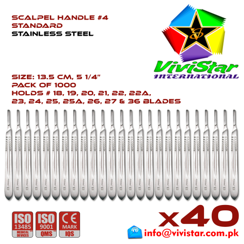 14 - Scalpel Handle #4 BP Surgical Knife Special EMI EMS dissection Cuts skin Surgical tissue Abdominal Cardiovascular General Surgery Orthopedic Pack of 1000 Thousand Scalpel Handle #4 BP Surgical Knife Special EMI EMS dissection Cuts skin Surgical tissue Abdominal Cardiovascular General Surgery Orthopedic Pack of 1000 Thousand