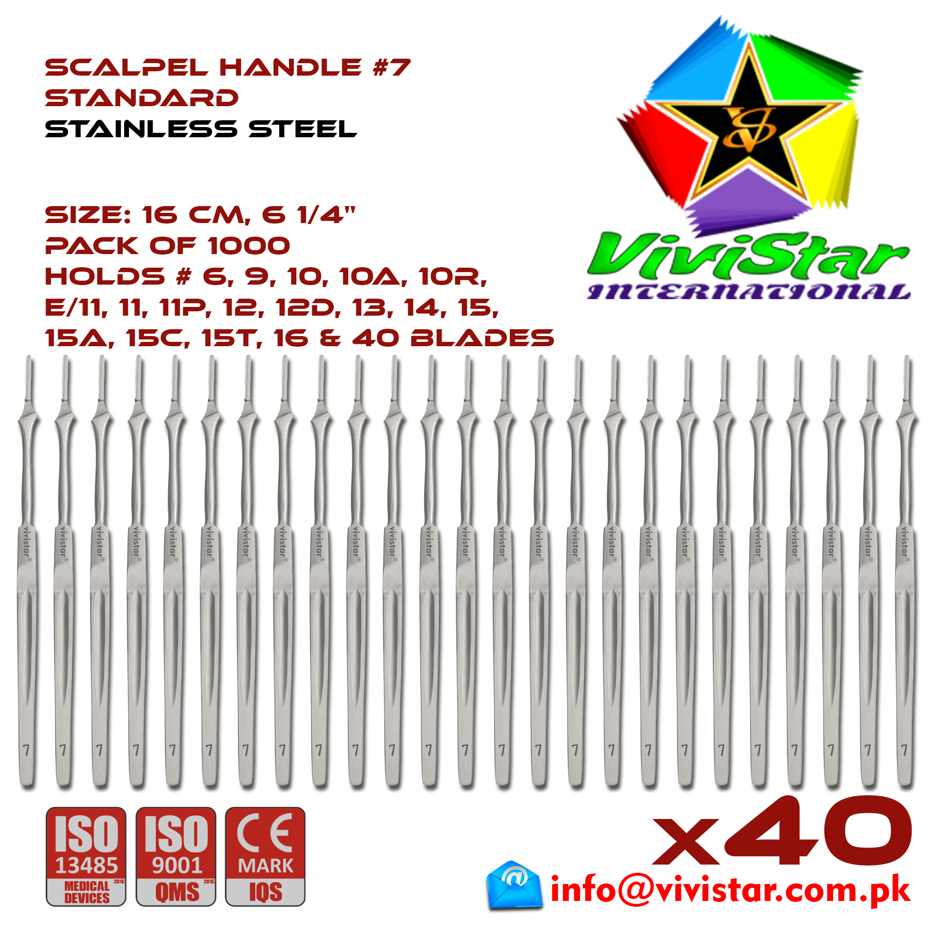 Scalpel Handle #7 BP Surgical Knife Special EMI EMS dissection Cuts skin Surgical tissue Abdominal Cardiovascular General Surgery Orthopedic Pack of 1000 Thousand