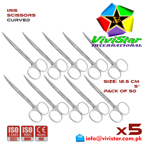 86 - IRIS SCISSORS - Curved 12-5 cm 5 inch Cardiovascular ENT General Surgery Gynecology Obstetrics Neurosurgery Spine Orthopedic Plastic Surgery Urology Pack of 50 Fifty IRIS SCISSORS - Curved 12-5 cm 5 inch Cardiovascular ENT General Surgery Gynecology Obstetrics Neurosurgery Spine Orthopedic Plastic Surgery Urology Pack of 50 Fifty