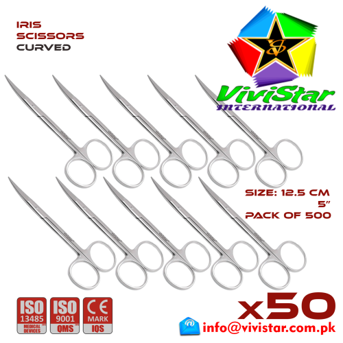 88 - IRIS SCISSORS - Curved 12-5 cm 5 inch Cardiovascular ENT General Surgery Gynecology Obstetrics Neurosurgery Spine Orthopedic Plastic Surgery Urology Pack of 500 Hundred IRIS SCISSORS - Curved 12-5 cm 5 inch Cardiovascular ENT General Surgery Gynecology Obstetrics Neurosurgery Spine Orthopedic Plastic Surgery Urology Pack of 500 Hundred