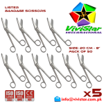 Lister Bandage Scissor EMI EMS dissection Cuts Surgical bandages plasters sutures 20 cm 8 inch Cardiovascular General Surgery Orthopedic Pack of 50 Fifty