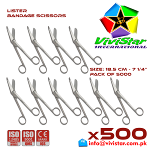 Lister Bandage Scissor EMI EMS dissection Cuts Surgical bandages plasters sutures 18-5 cm 7-25 inch Cardiovascular General Surgery Orthopedic Pack of 5000 Thousand