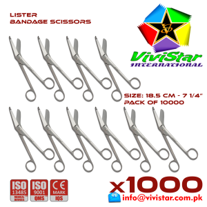 Lister Bandage Scissor EMI EMS dissection Cuts Surgical bandages plasters sutures 18-5 cm 7-25 inch Cardiovascular General Surgery Orthopedic Pack of 10000 Thousand