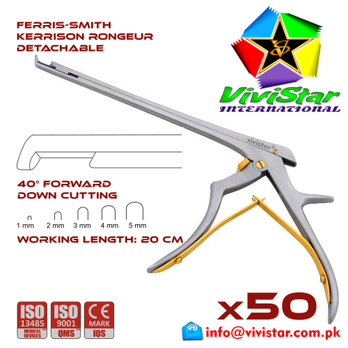 105 - Ferris-Smith Kerrison Rongeur Detachable DOWN Punch 40 degree 1 - 5 mm 20 cm 8 inch working length neurosurgical intracranial bone cuts ENT handle Neurosurgery Spine Orthopedic Pack of 50 Ferris-Smith Kerrison Rongeur Detachable DOWN Punch 40 degree 1 - 5 mm 20 cm 8 inch working length neurosurgical intracranial bone cuts ENT handle Neurosurgery Spine Orthopedic Pack of 50
