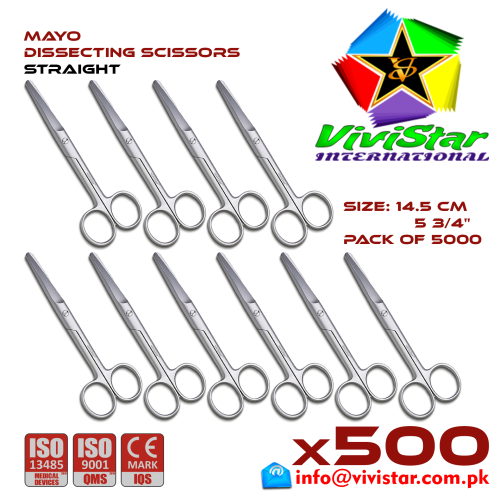116 - Mayo Dissecting Scissor - Straight 14 cm 5 inch Cardiovascular ENT General Surgery Gynecology Obstetrics Neurosurgery Spine Orthopedic Plastic Surgery Urology Pack of 5000 Thousands Mayo Dissecting Scissor - Straight 14 cm 5 inch Cardiovascular ENT General Surgery Gynecology Obstetrics Neurosurgery Spine Orthopedic Plastic Surgery Urology Pack of 5000 Thousands