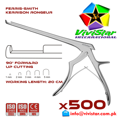 119 - Ferris-Smith Kerrison Rongeur up Punch 90 degree 1 - 5 mm 20 cm 8 inch working length neurosurgical intracranial bone cuts Neurosurgery Spine Orthopedic Pack of 500 Ferris-Smith Kerrison Rongeur up Punch 90 degree 1 - 5 mm 20 cm 8 inch working length neurosurgical intracranial bone cuts Neurosurgery Spine Orthopedic Pack of 500