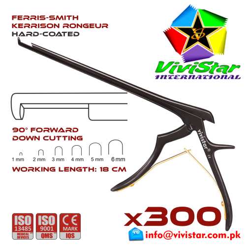 142 - Ferris-Smith Kerrison Rongeur Hard Coated Down Punch 90 degree 1 mm to 6 mm 18 cm 7 inch working length neurosurgical intracranial Black Gold ENT handle Neurosurgery Spine Orthopedic Pack of 300 Ferris-Smith Kerrison Rongeur Hard Coated Down Punch 90 degree 1 mm to 6 mm 18 cm 7 inch working length neurosurgical intracranial Black Gold ENT handle Neurosurgery Spine Orthopedic Pack of 300