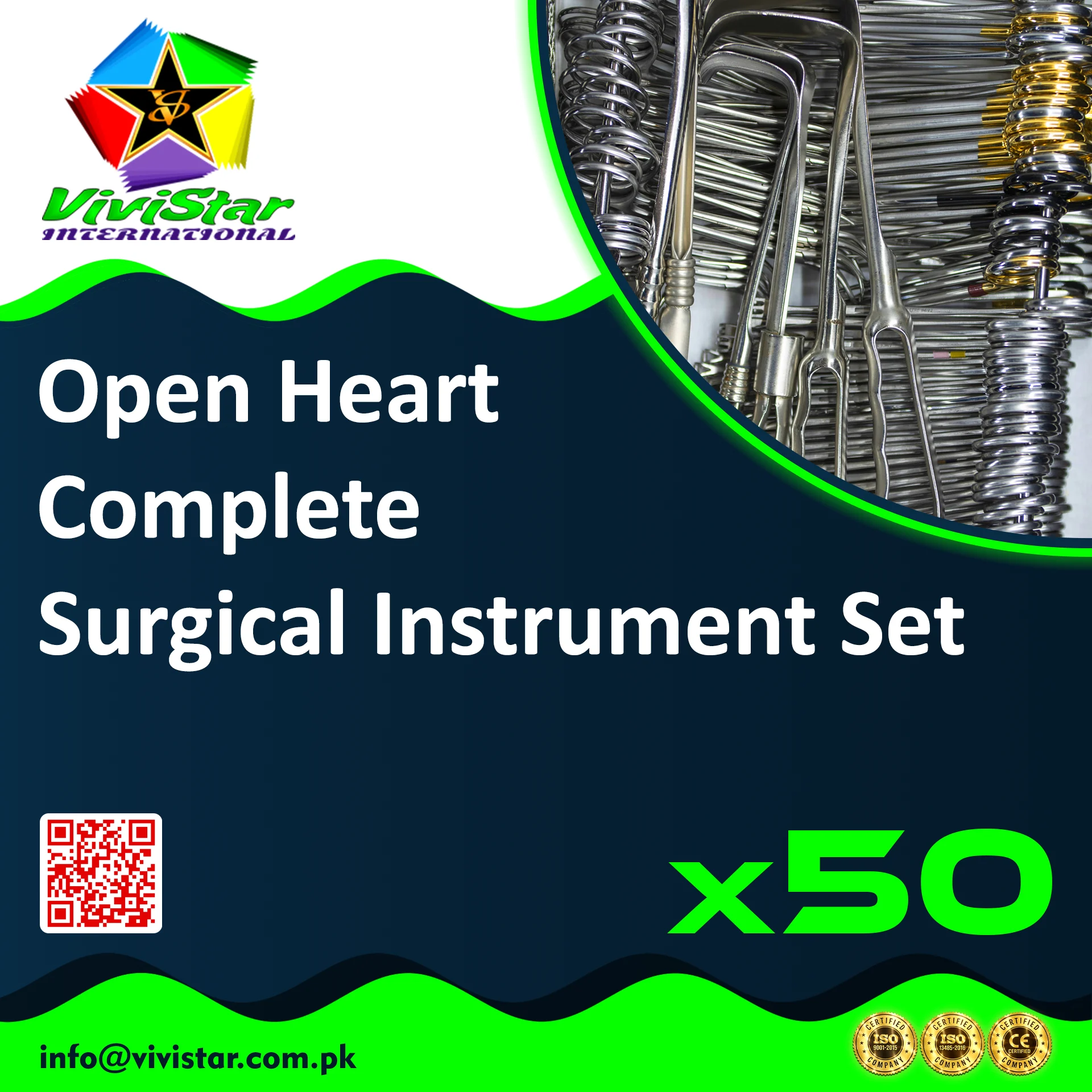 Open Heart Complete Surgical Instrument Set - Hospital Procurement - 50 Sets