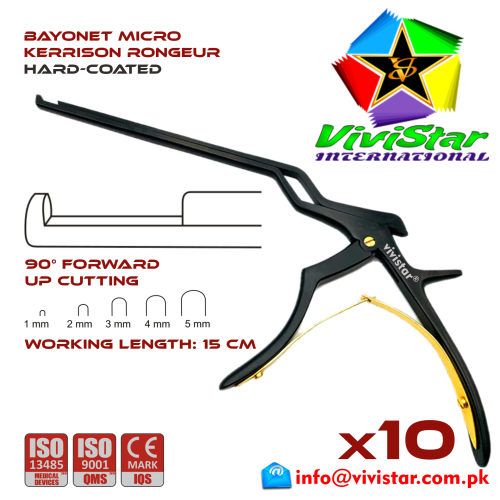163 - Kerrison Bayonet Rongeur Black 45 grip Handle Up Punch 90 degree 1 mm - 5 mm 15 cm 6 inch WL neurosurgical intracranial surgeons ENT Neurosurgery Spine Orthopedic Pack of 10 Kerrison Bayonet Rongeur Black 45 grip Handle Up Punch 90 degree 1 mm - 5 mm 15 cm 6 inch WL neurosurgical intracranial surgeons ENT Neurosurgery Spine Orthopedic Pack of 10