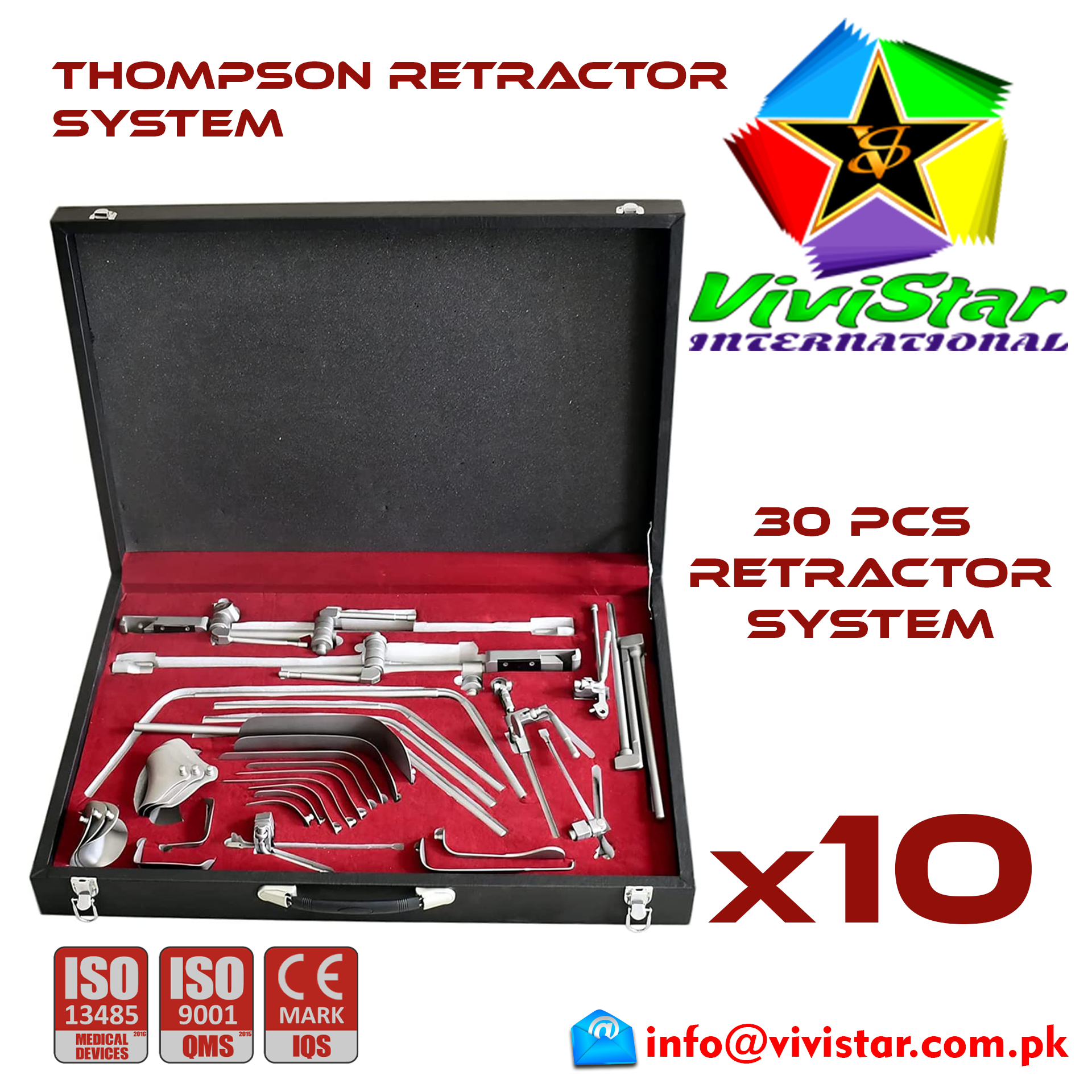 Thompson Retractor System Abdominal General Surgery Vascular Surgery Pediatric Surgery Spine Urology Cardiac USA Germany German Stainless Steel Pack of 10