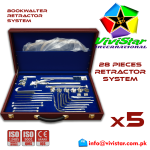 Bookwalter Retractor System Set 28 Pcs Abdominal General Surgery Vascular Surgery Pediatric Surgery Spine Urology Cardiac USA Germany German Stainless Steel Pack of 5