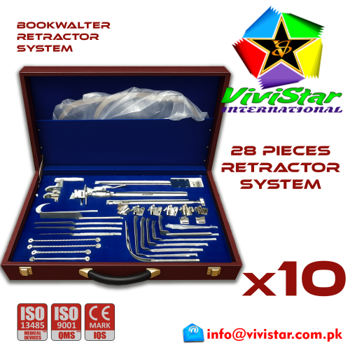 Bookwalter Retractor System Set 28 Pcs Abdominal General Surgery Vascular Surgery Pediatric Surgery Spine Urology Cardiac USA Germany German Stainless Steel Pack of 10