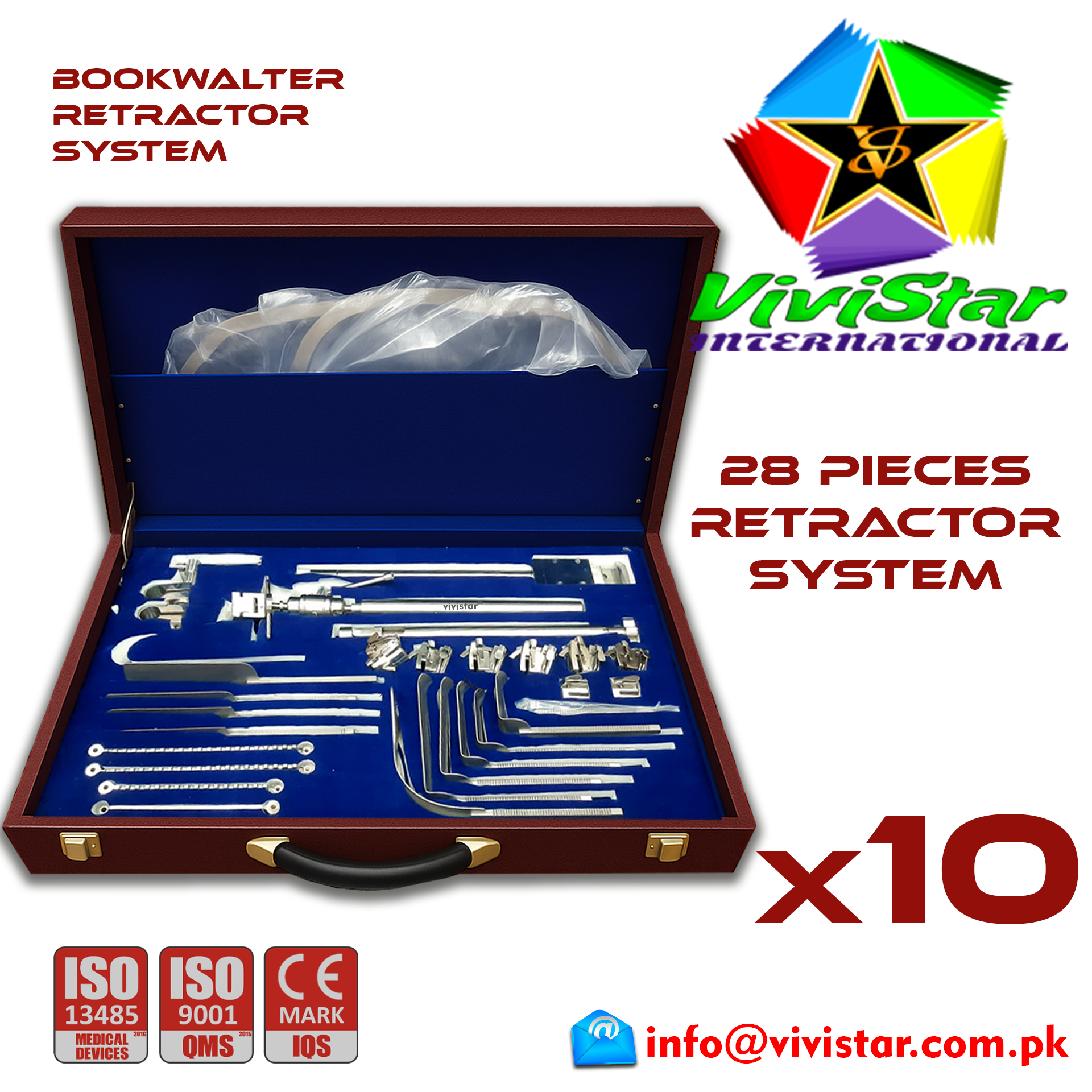 Bookwalter Retractor System Set 28 Pcs Abdominal General Surgery Vascular Surgery Pediatric Surgery Spine Urology Cardiac USA Germany German Stainless Steel Pack of 10