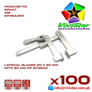 Finochietto Infant Rib Spreader Baby 20 x 20 mm 80 mm Spread Vascular Surgery Thoracotomy Cardiac USA Germany German Stainless Steel Cardiovascular Trauma Surgeries Pack of 100