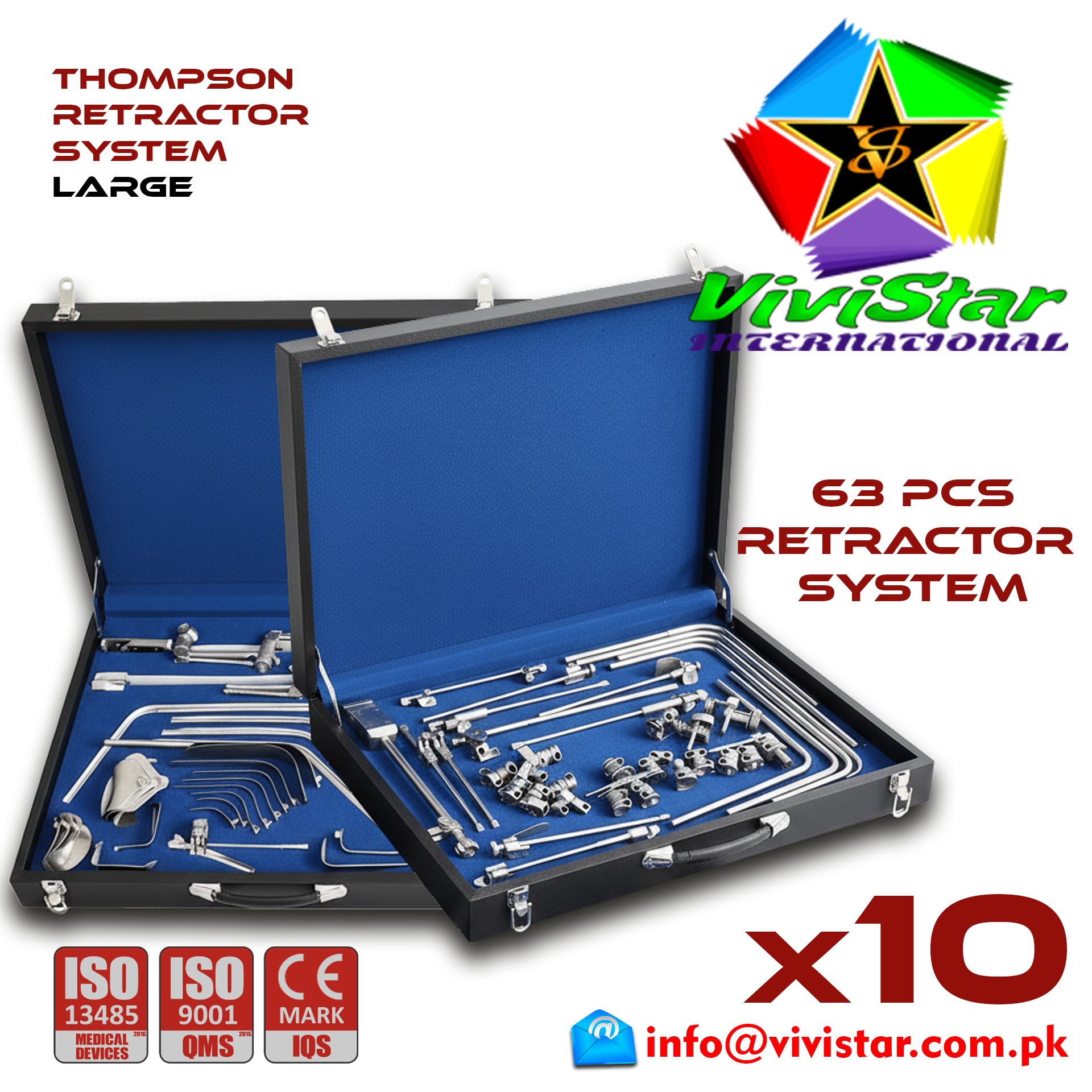 Thompson Retractor System Large Abdominal General Surgery Vascular Surgery Pediatric Surgery Spine Urology Cardiac USA Germany German Pack of 10