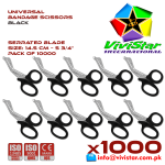 Universal Bandage Scissors 7-25 (Black) Shears Heavy Duty EMT EMS Utility Trauma Set First Aid Stainless Steel Blades and Plastic Handles Paramedic Nursing Tools Pack of 10000 Thousand