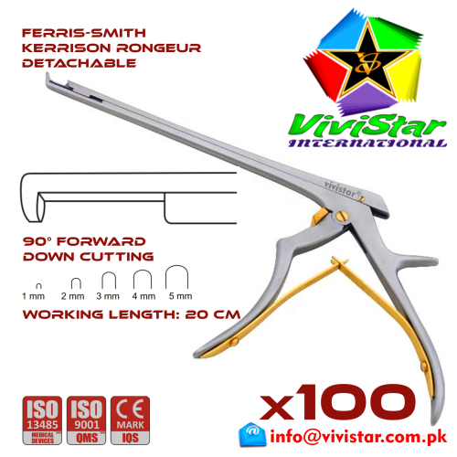 89 - Ferris-Smith Kerrison Rongeur Detachable DOWN Punch 90 degree 1 - 5 mm 20 cm 8 inch working length neurosurgical intracranial bone cuts ENT handle Neurosurgery Spine Orthopedic Pack of 100 Ferris-Smith Kerrison Rongeur Detachable DOWN Punch 90 degree 1 - 5 mm 20 cm 8 inch working length neurosurgical intracranial bone cuts ENT handle Neurosurgery Spine Orthopedic Pack of 100