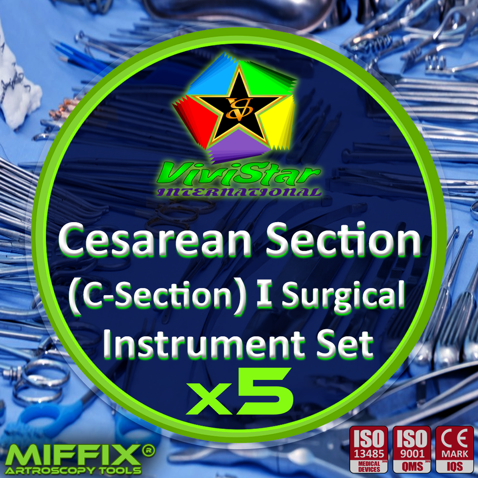 Cesarean Section C-section I One Instrument Set pregnancy Surgery gynecological Gynaecology Pack of 5