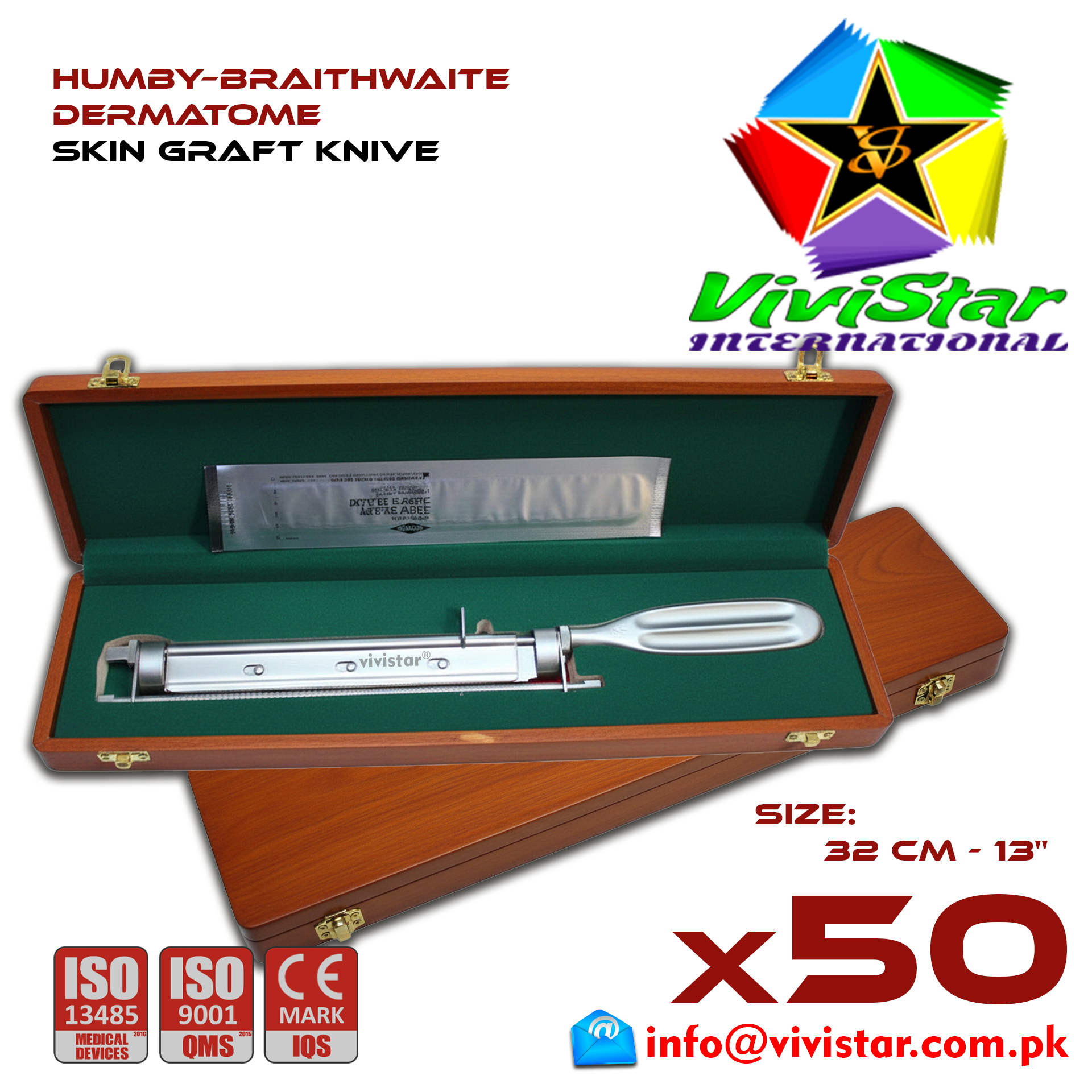 Humby Braithwaite Dermatome Skin Graft Knive heavy-duty orthopedic instrument 32 cm 13 inch Pack of 50 Fifty