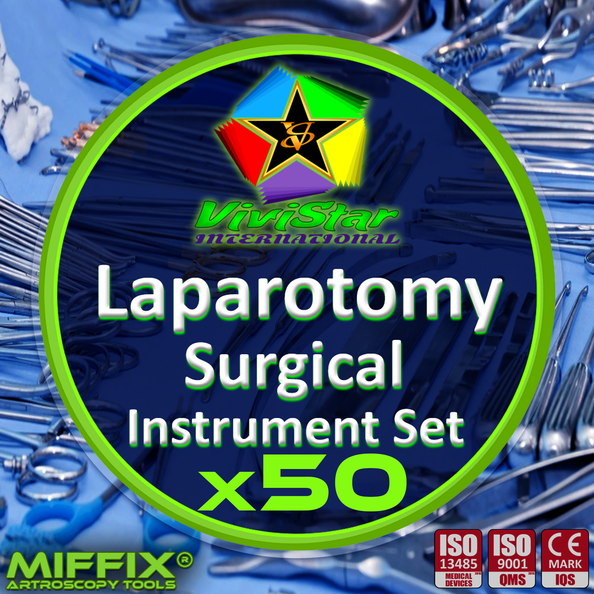 Laparotomy Surgical Instrument Set Appendectomies splenectomies cholecystectomies Ovarian cystectomies endometriosis abdominal surgery Pack of 50