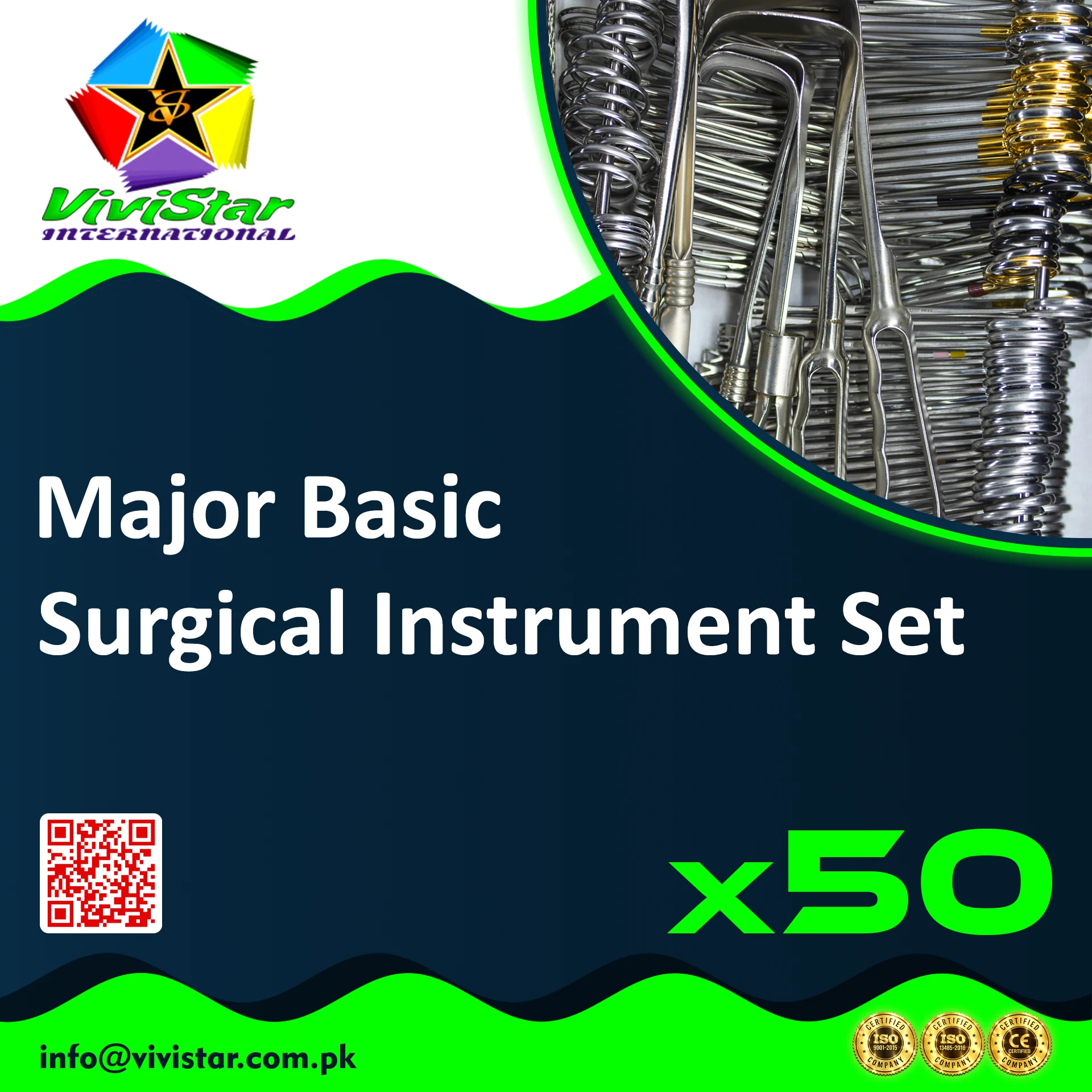 Major Basic Surgical Instrument Set Appendectomies splenectomies cholecystectomies Ovarian cystectomies endometriosis abdominal surgery Pack of 50