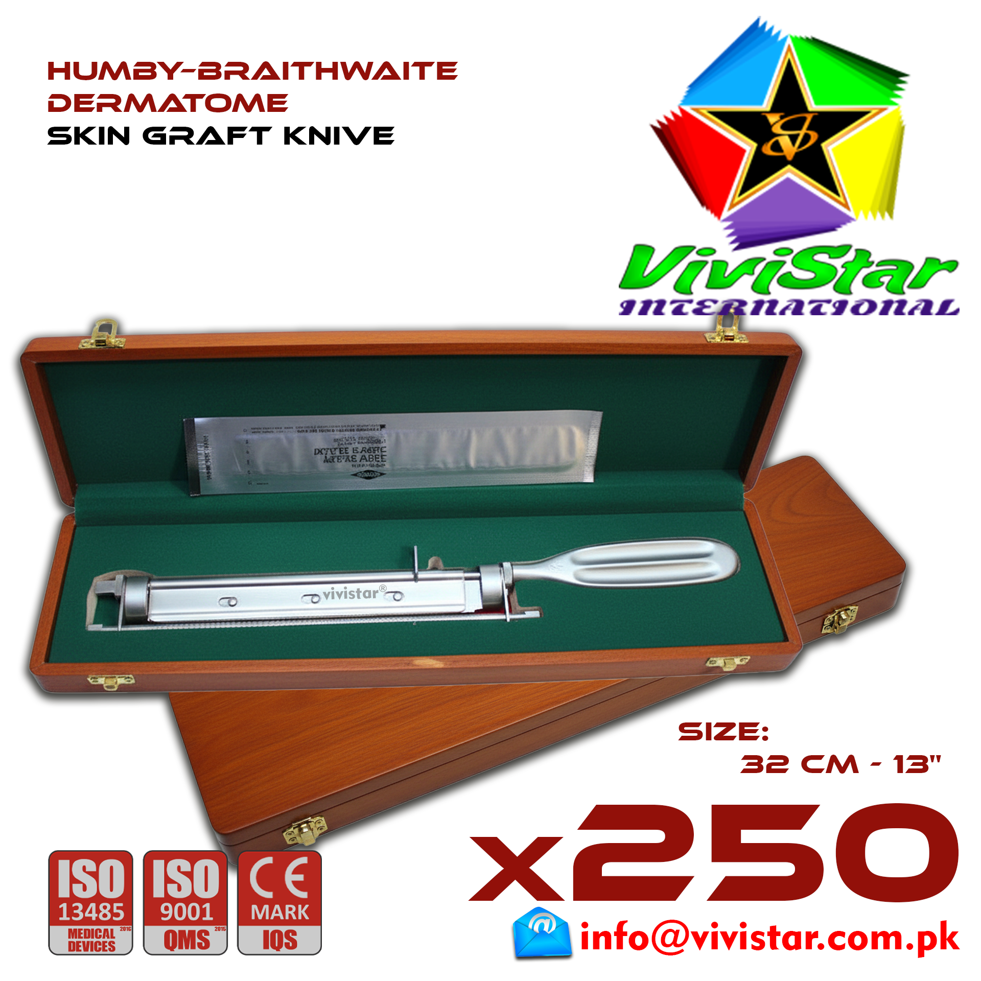 Humby Braithwaite Dermatome Skin Graft Knive heavy-duty orthopedic instrument 32 cm 13 inch Pack of 250 Hundred