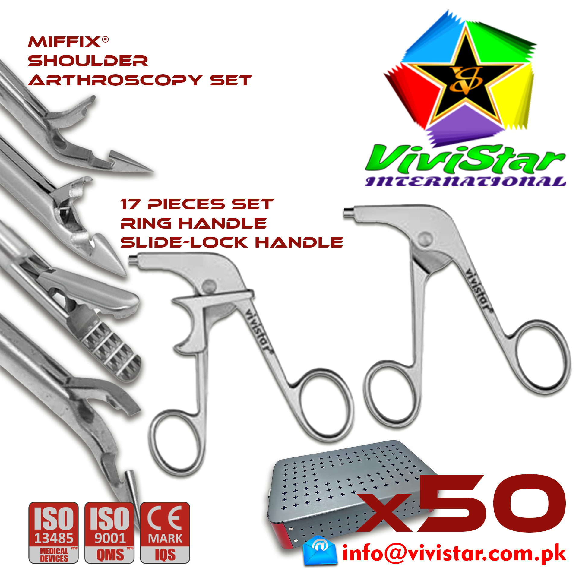 Shoulder Arthroscopy Set-Birdbeak Suture Forceps-Straight-Arthroscopy-Endoscopy-Ring-Handle-Acufex-Silcut-Pro-Shoulder-joint-Surgery Aligator Grasper Pack of 50