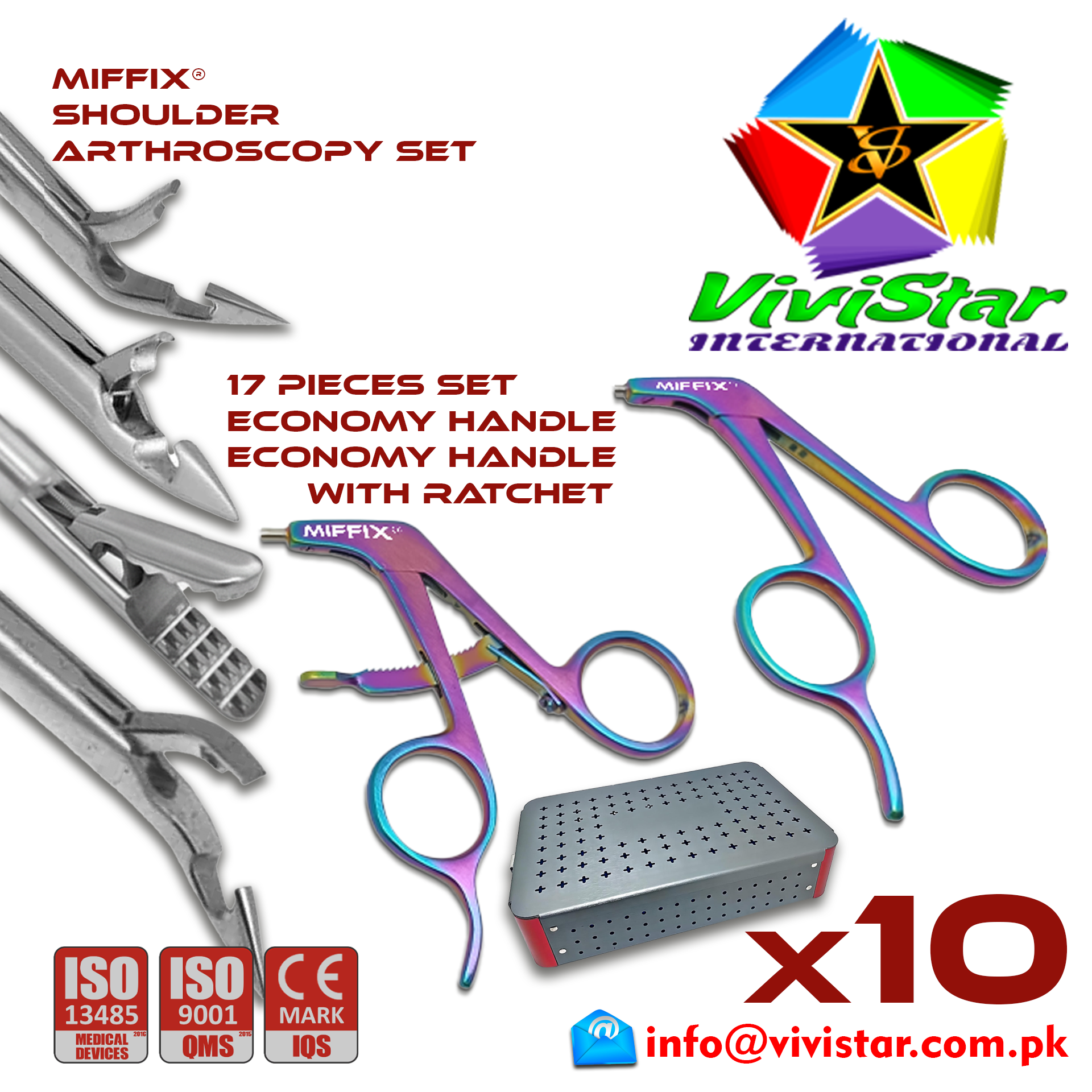 Shoulder Arthroscopy Set-Birdbeak Suture Forceps-Straight-Arthroscopy-Endoscopy-Economy-Ring-Handle-Acufex-Silcut-Pro-Shoulder-joint-Surgery Aligator Grasper Pack of 10