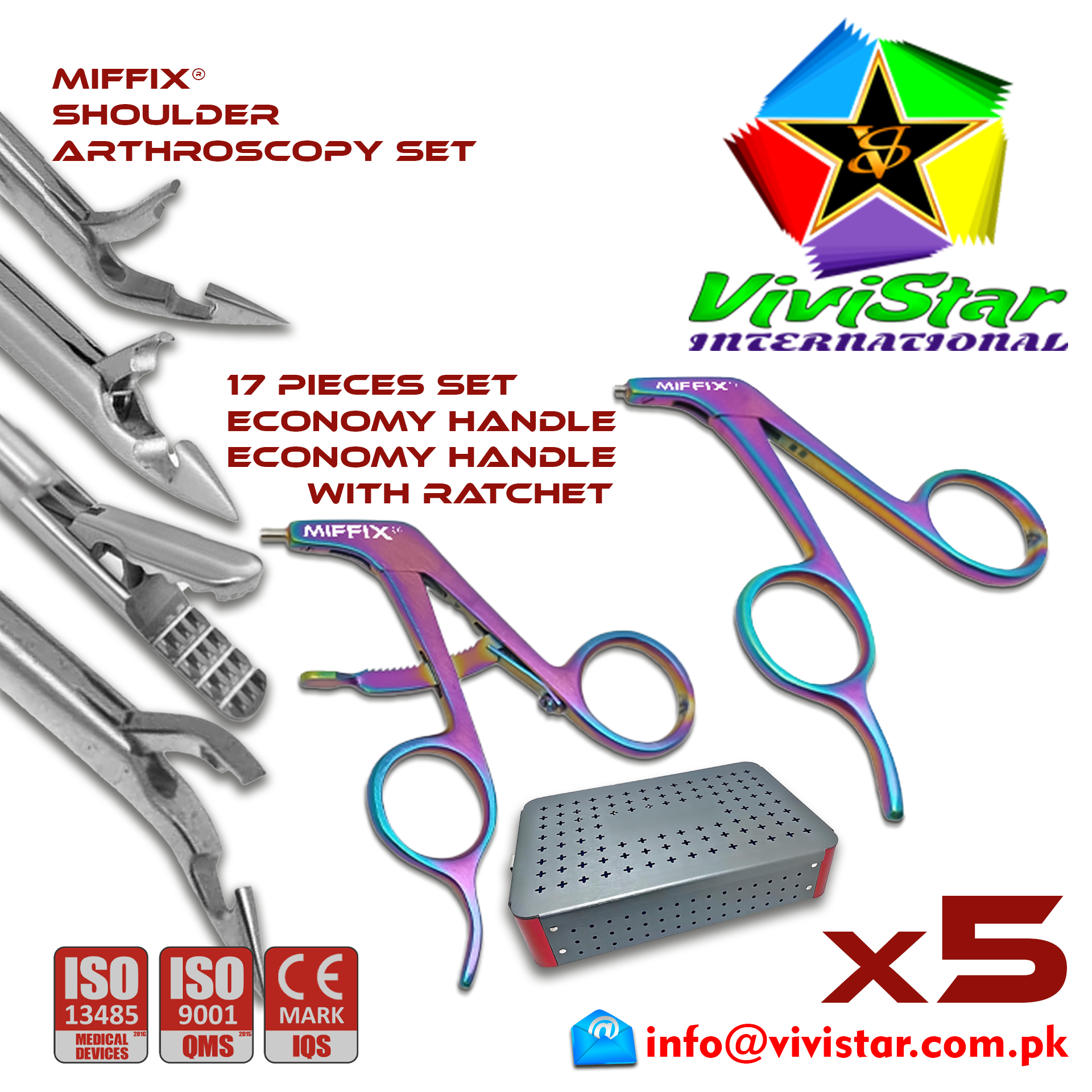 Shoulder Arthroscopy Set-Birdbeak Suture Forceps-Straight-Arthroscopy-Endoscopy-Economy-Ring-Handle-Acufex-Silcut-Pro-Shoulder-joint-Surgery Aligator Grasper Pack of 5