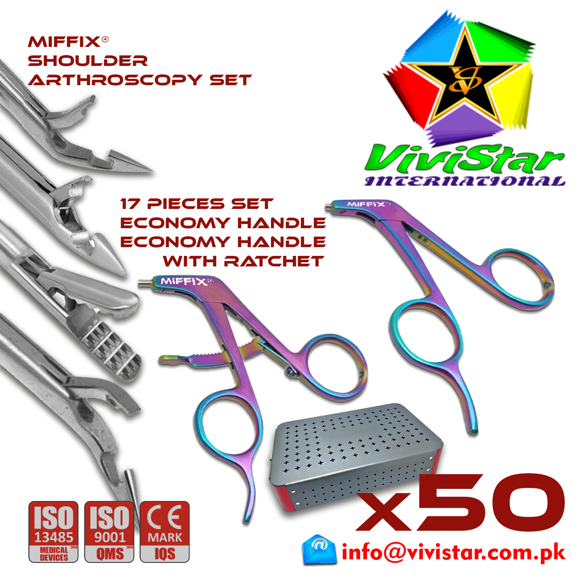 Shoulder Arthroscopy Set-Birdbeak Suture Forceps-Straight-Arthroscopy-Endoscopy-Economy-Ring-Handle-Acufex-Silcut-Pro-Shoulder-joint-Surgery Aligator Grasper Pack of 50