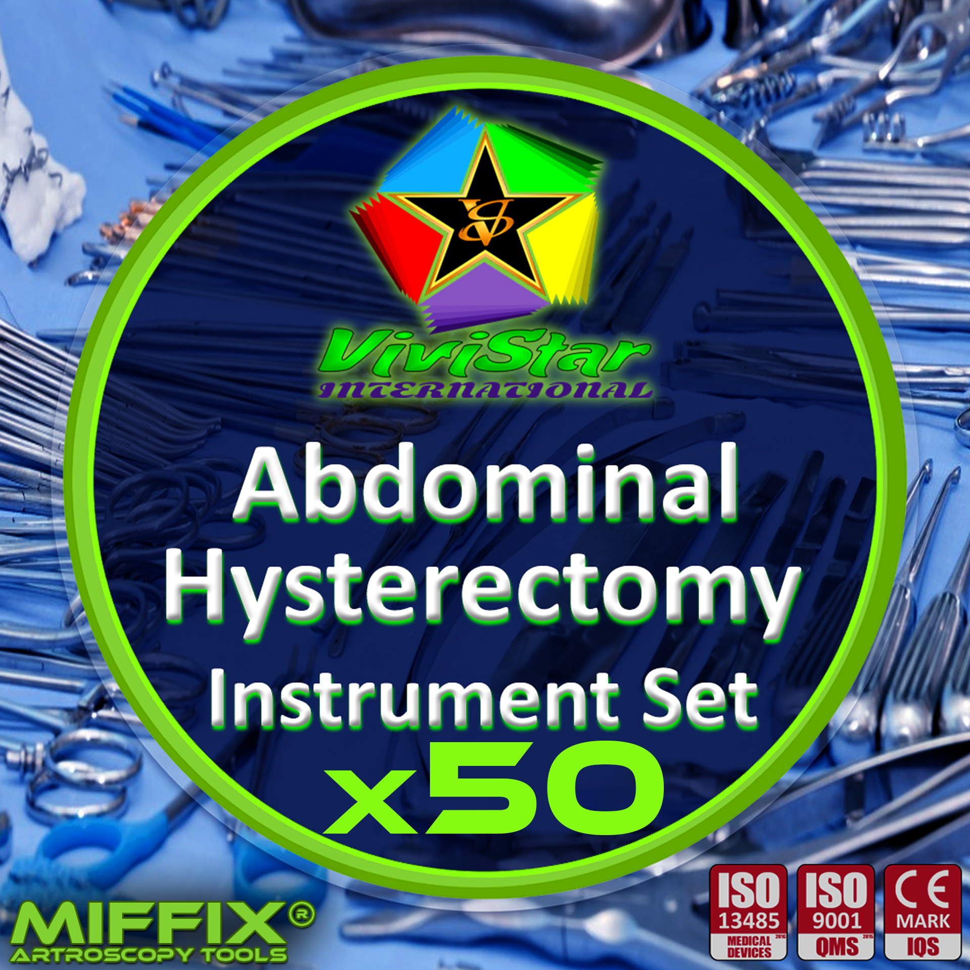 Abdominal Hysterectomy Instrument Set Total TAH Subtotal Partial Radical Oncologist Gynecologist Salpingo-oophorectomy Pack of 50