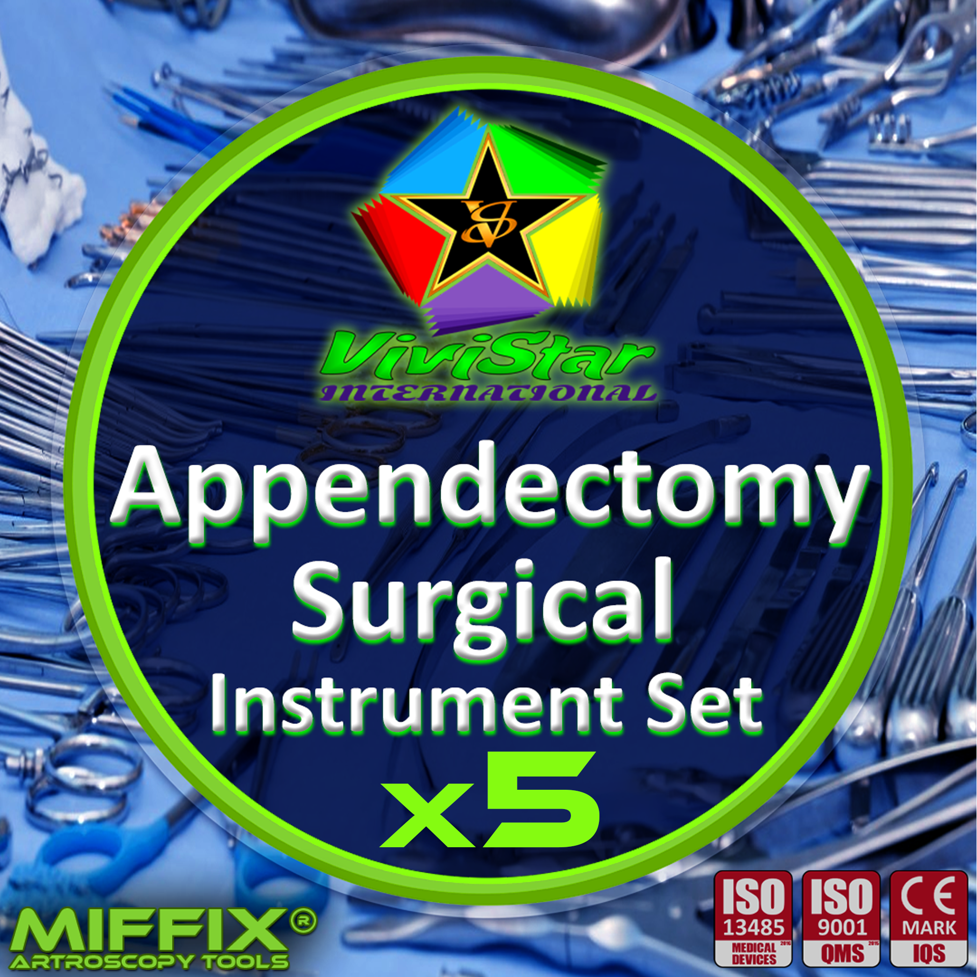 Appendectomy Surgical Instrument Set Abdominal Appendicitis appendix large intestine Surgery Emergency Appendix Removal Kit Pack of 5