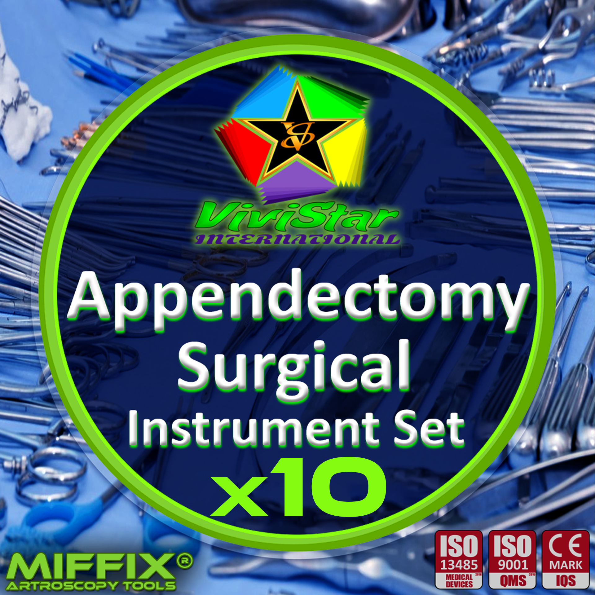 Appendectomy Surgical Instrument Set Abdominal Appendicitis appendix large intestine Surgery Emergency Appendix Removal Kit Pack of 10
