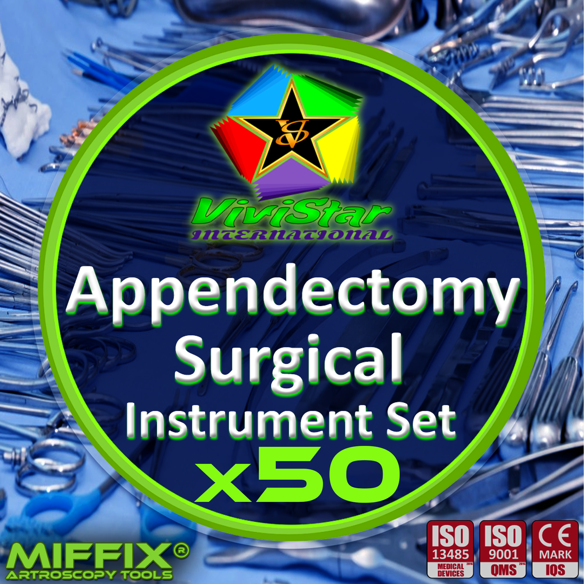 Appendectomy Surgical Instrument Set Abdominal Appendicitis appendix large intestine Surgery Emergency Appendix Removal Kit Pack of 50