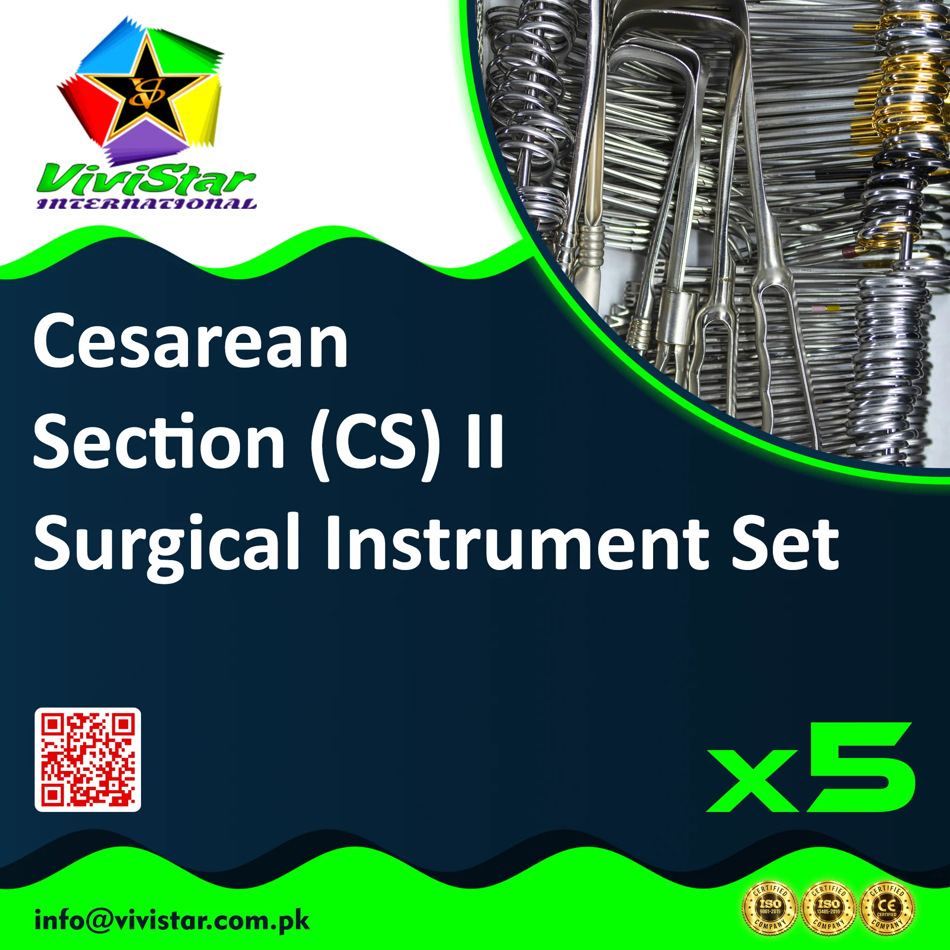 Cesarean Section (C-section) II Surgical Instrument Set - Clinic Supply Pack - 5 Sets