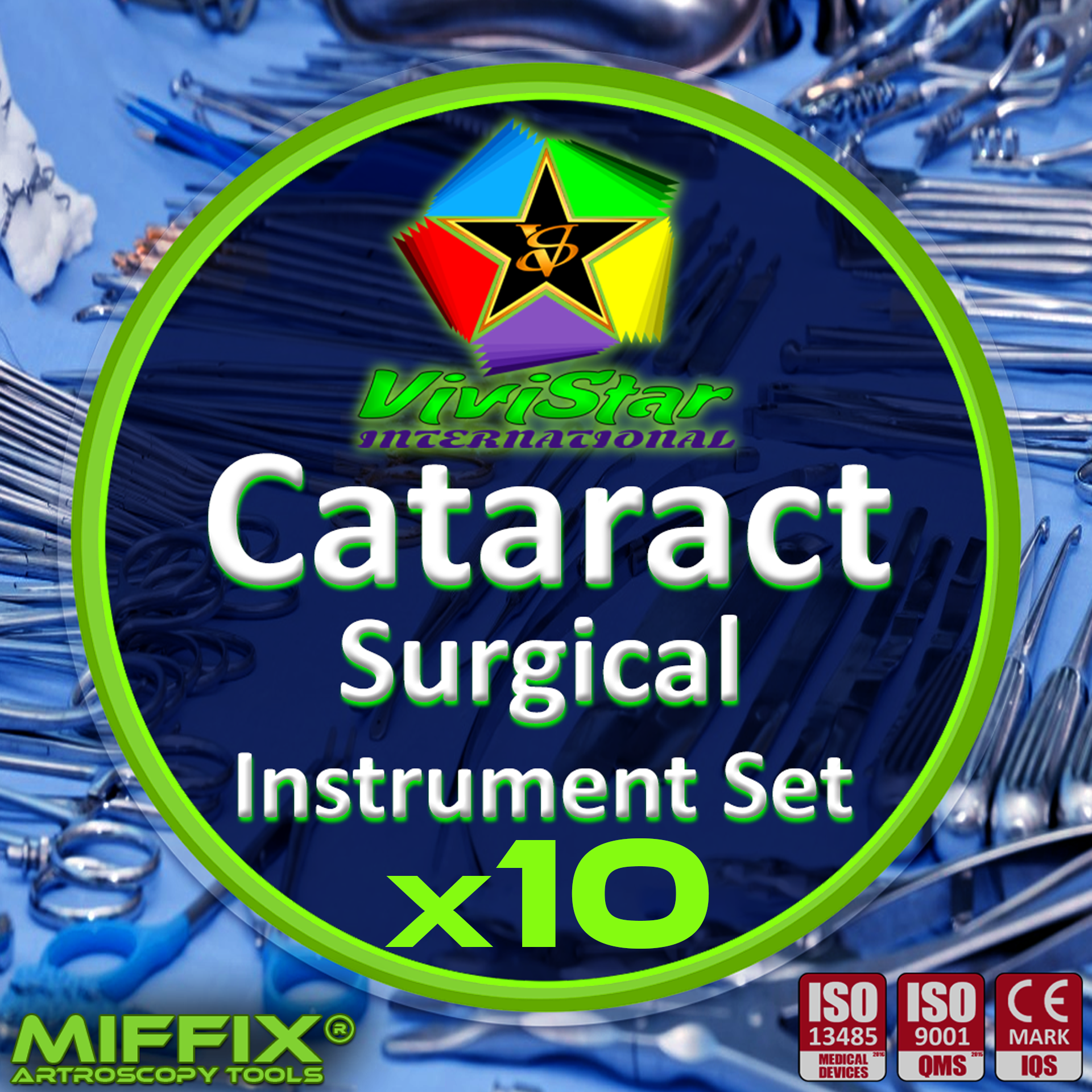 Cataract Surgical Instrument Set Phacoemulsification Phaco Extracapsular ECCE Intracapsular Cataract Extraction ICCE Incision SICS MSICS Pack of 10