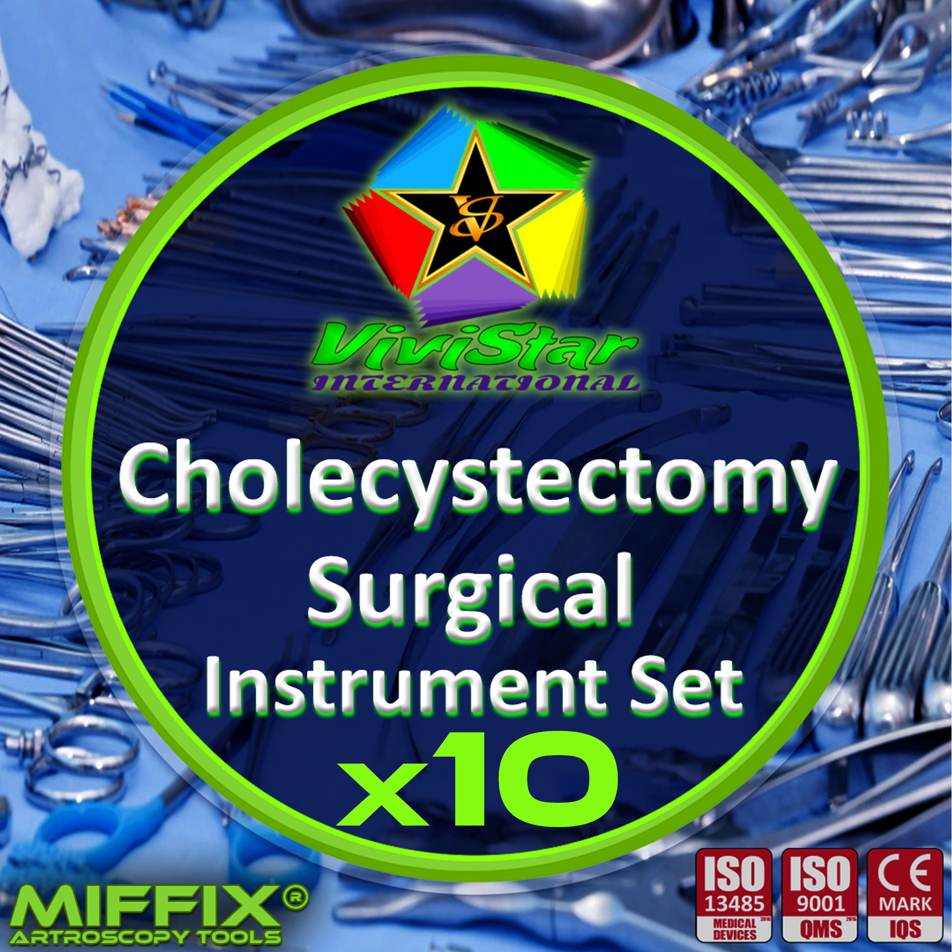 Cholecystectomy Surgical Instrument Set Gallbladder Surgery Abdominal Appendectomies splenectomies cholecystectomies Ovarian cystectomies endometriosis abdominal surgery Pack of 10