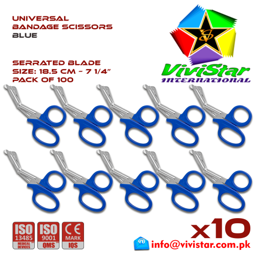 42 - Universal Bandage Scissors 7-25 Blue Shears Heavy Duty EMT EMS Utility Trauma Set First Aid Stainless Steel Blades and Plastic Handles Paramedic Nursing Tools Pack of 100 Hundred Universal Bandage Scissors 7-25 Blue Shears Heavy Duty EMT EMS Utility Trauma Set First Aid Stainless Steel Blades and Plastic Handles Paramedic Nursing Tools Pack of 100 Hundred