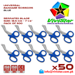 Universal Bandage Scissors 7-25 Blue EMS Shears Heavy Duty EMT Utility Trauma Set First Aid Stainless Steel Blades and Plastic Handles Paramedic Nursing Tools Pack of 500 Hundred