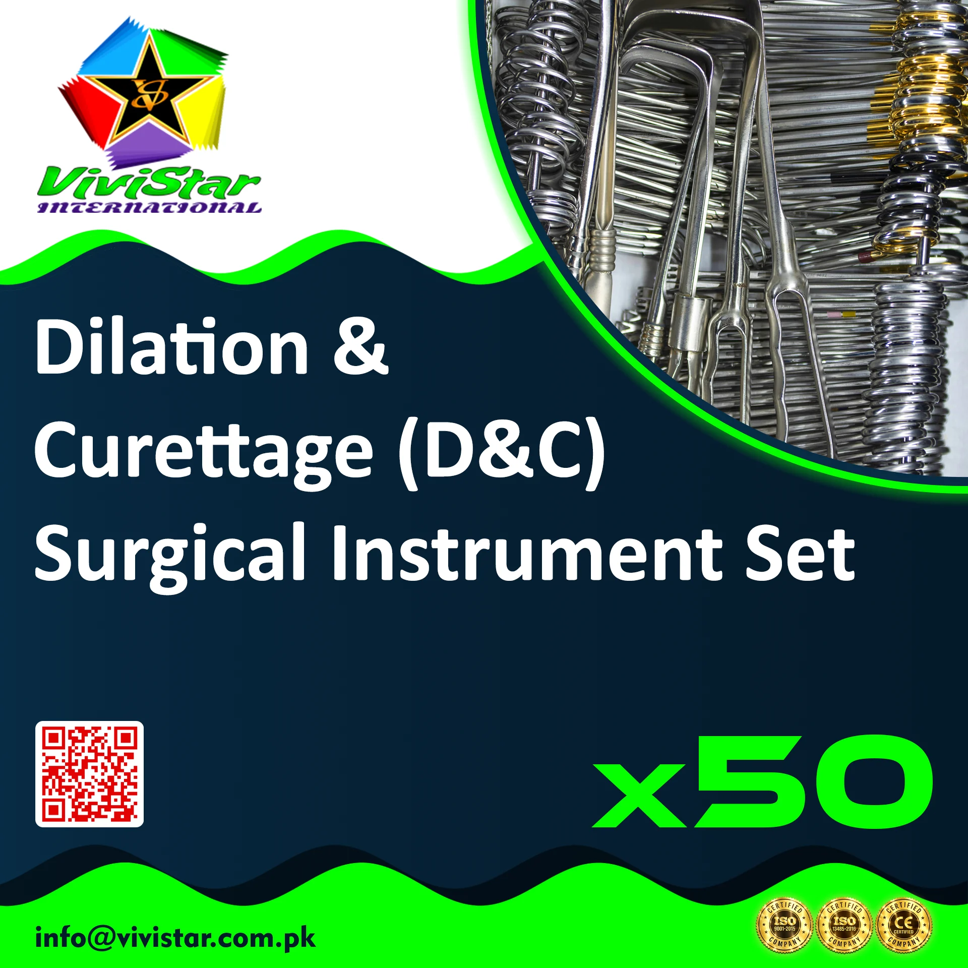 Dilation & Curettage (D&C) Surgical Instrument Set - Hospital Procurement - 50 Sets