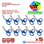 Universal Bandage Scissors 5-75 Blue EMS Shears Heavy Duty EMT Utility Trauma Set First Aid Stainless Steel Blades and Plastic Handles Paramedic Nursing Tools 50 Fifty