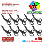 Universal Bandage Scissors 7-25 Black Blades EMS Shears Heavy Duty EMT Utility Trauma Set First Aid Stainless Steel Blades and Plastic Handles Paramedic Nursing Tools Pack of 50 Fifty