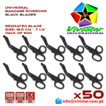 Universal Bandage Scissors 7-25 Black Blades EMS Shears Heavy Duty EMT Utility Trauma Set First Aid Stainless Steel Blades and Plastic Handles Paramedic Nursing Tools Pack of 500 Hundred