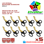 Universal Bandage Scissors 5-75 Gold EMS Shears Heavy Duty EMT Utility Trauma Set First Aid Stainless Steel Blades and Plastic Handles Paramedic Nursing Tools 50 Fifty