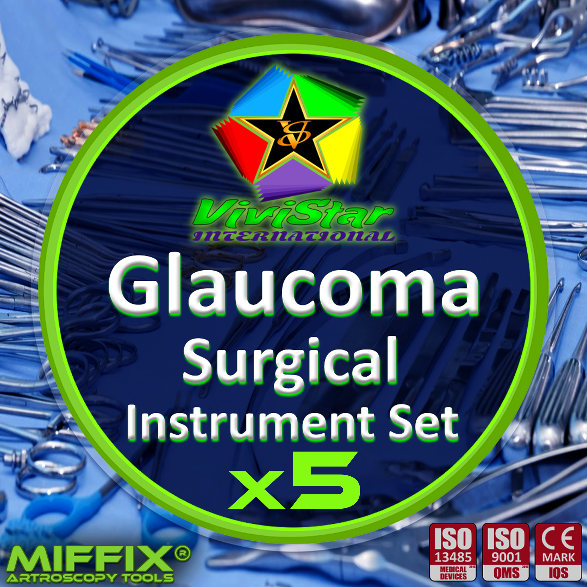Glaucoma Surgical Instrument Set Eye Surgery Ophthalmic Incisional Surgery Trabeculectomy Ahmed Glaucoma Valve Baerveldt Implant Goniotomy Trabeculotomy Iridectomy Pack of 5